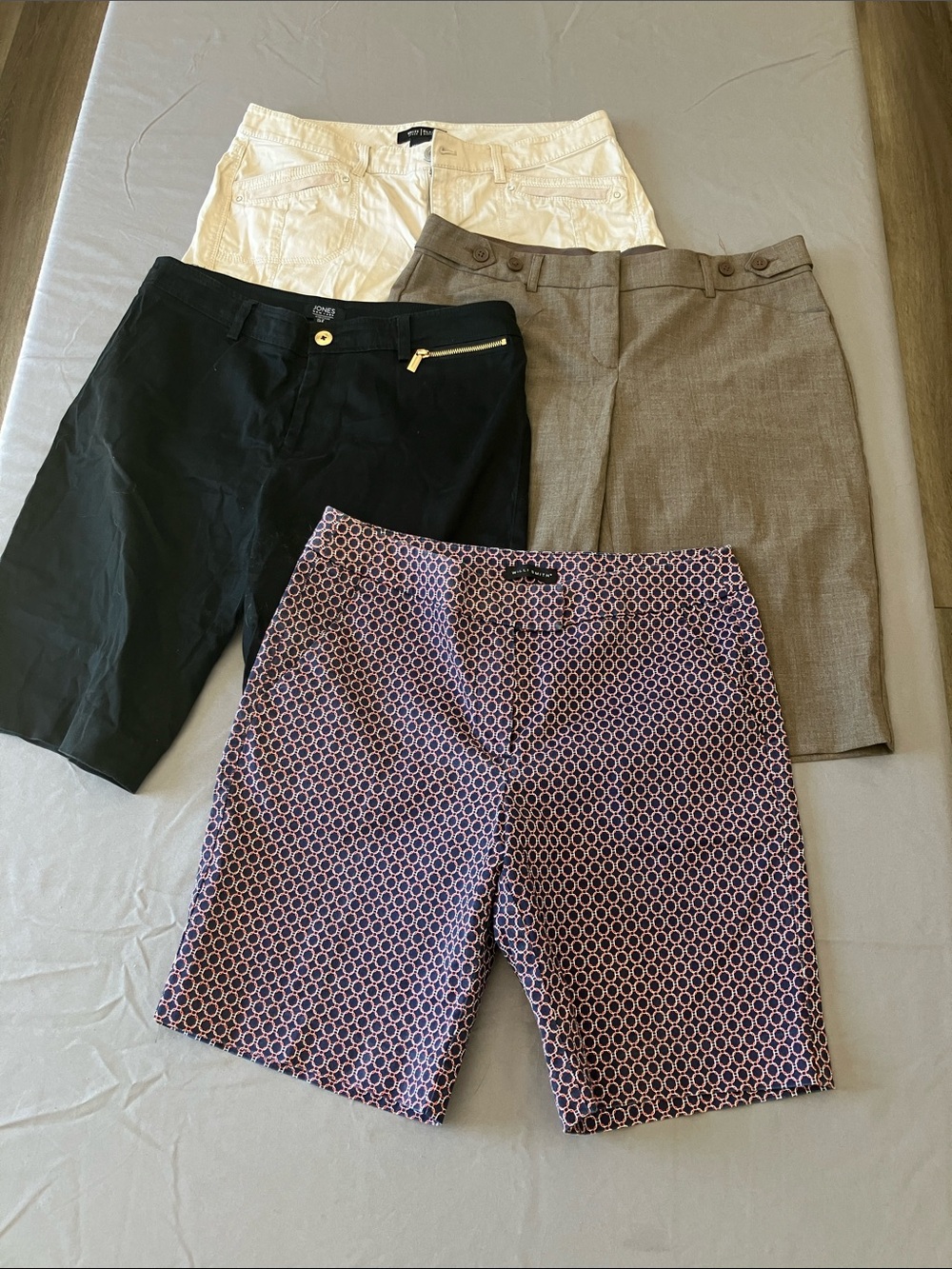 Assorted Women's Shorts Pack - Black, White, Brown & Pattern - 4 Pairs size 6